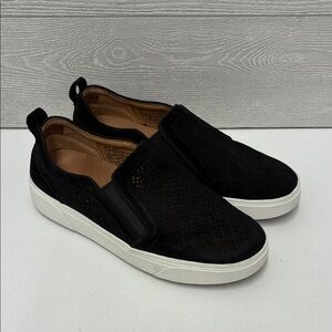Vionic Black Perforated Leather Slip-On Women's Shoes